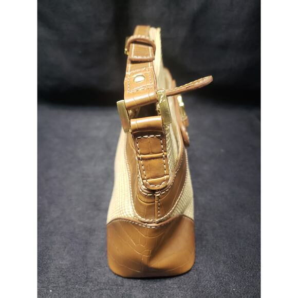 Etienne Aigner Straw / Leather Tan Adjustable Strap Shoulder Hand Bag Purse - Picture 3 of 12